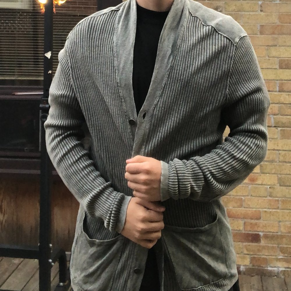 Vintage John Varvatos Cartigan Sweater XL Gray